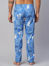 Men's Printed, Blue, Cotton, Regular Fit, Elasticated, Waistband, Pyjama  With Side Pockets
